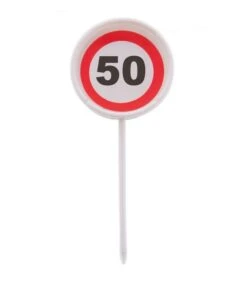 12 Herbruikbare Coctailprikkers Verkeersbord 50 Jaar
