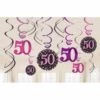 50 Jaar Hangdecoratie Swirls Mix Pink -Vakantie Decoratie Winkel 50 jaar hangdecoratie swirls mix pink
