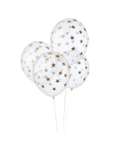 6 Transparante Ballonnen Met Sterren Print Goud