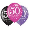 Ballonnen 50 Jaar Happy Birthday Pink, Paars En Zwart