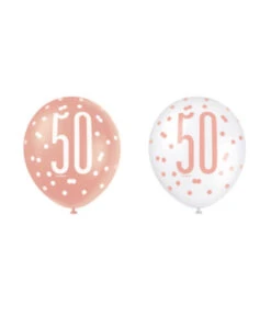 Ballonnen 50 Jaar Rosé Goud Glitz (6st)