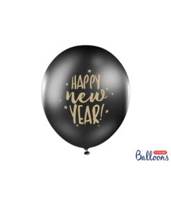 Ballonnen Happy New Year Pastel Zwart (6st) -Vakantie Decoratie Winkel ballonnen happy new year pastel zwart 6st 2