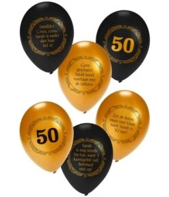Ballonnen Sarah Zwart/Goud - 6 Stuks