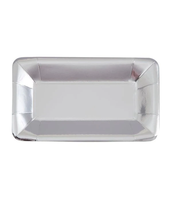 Borden 23 X 13 Cm Zilver Folie - 8 Stuks 3 Borden 23 X 13 Cm Zilver Folie - 8 Stuks