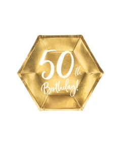 Bordjes 50th Birthday Goud - 6 Stuks