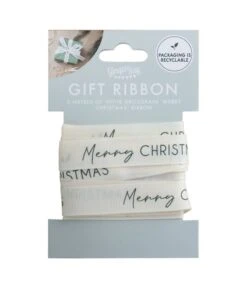 Cadeaulint Merry Christmas Wit (5m) -Vakantie Decoratie Winkel cadeaulint merry christmas wit 5m 2