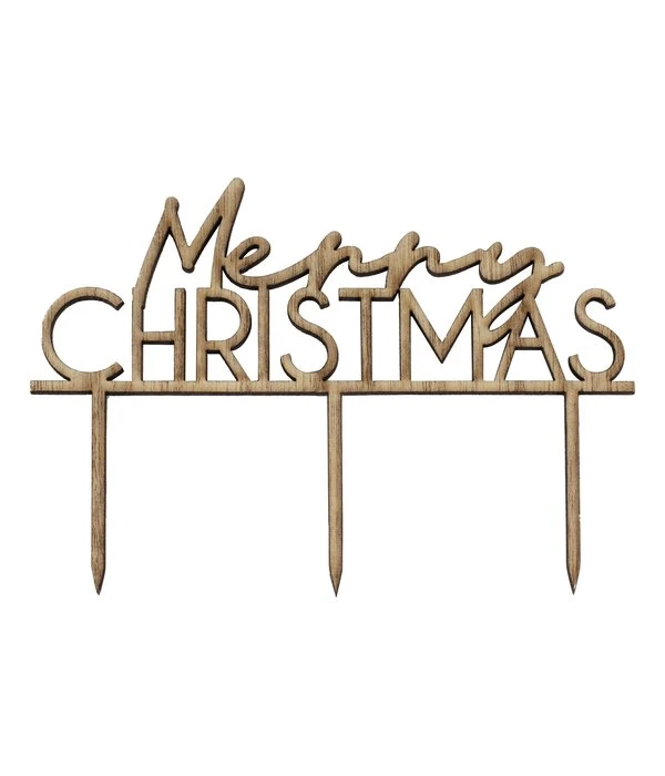 Caketopper Merry Christmas Hout 3 Caketopper Merry Christmas Hout
