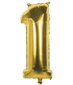 Cijfer Ballon '1' Folie Goud 36cm