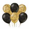 Classy Ballonnen Happy New Year Zwart/Goud (6st)