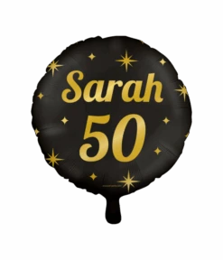 Classy Folieballon Sarah 50 Jaar Zwart/Goud (46cm)