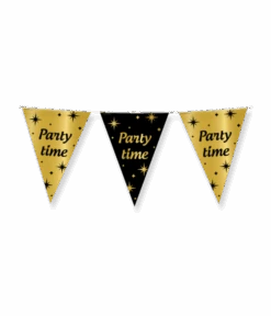 Classy Vlaggenlijn Party Time Zwart/Goud (10m)