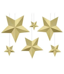Decoratie Sterren Goud 6 Stuks