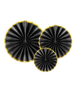 Decoratieve Rozetten Zwart Met Gouden Rand (3st)