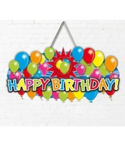 Deurbord 3d Balloons Happy Birthday