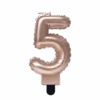 Folie Ballon Kaarsje Cijfer '5' Rose Goud -Vakantie Decoratie Winkel folie ballon kaarsje cijfer 5 rose goud