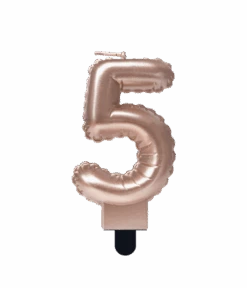 Folie Ballon Kaarsje Cijfer '5' Rose Goud