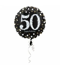 FolieBallon 50 Jaar Happy Birthday Zilver 43cm