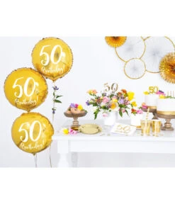 Folieballon 50th Birthday Goud (45cm) 7 Folieballon 50th Birthday Goud (45cm) -Vakantie Decoratie Winkel folieballon 50th birthday goud 45cm 2