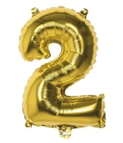 Folieballon Cijfer 2 Goud 36cm