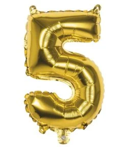 Folieballon Cijfer '5' Goud 36cm