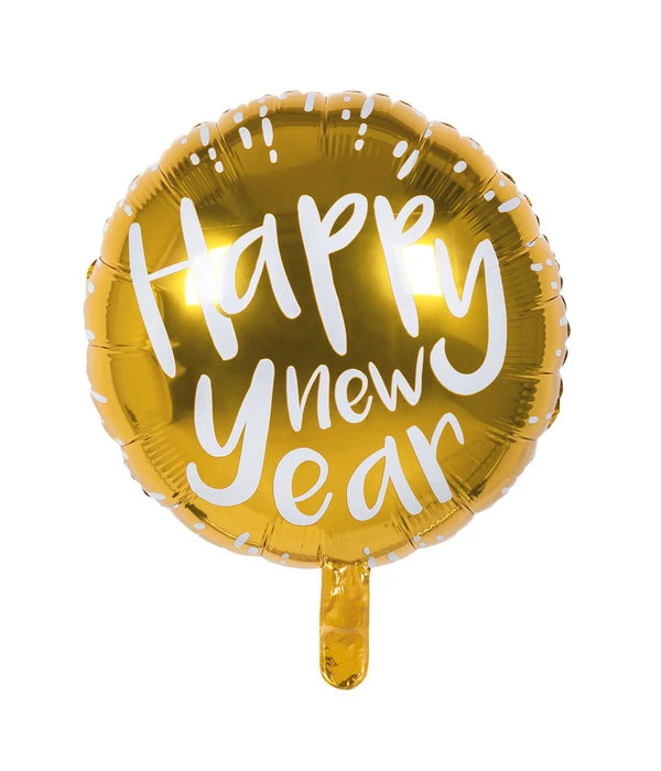 Folieballon Happy New Year Goud/Wit (45cm) 3 Folieballon Happy New Year Goud/Wit (45cm)
