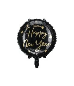 Folieballon Happy New Year Zwart/Goud (45cm)