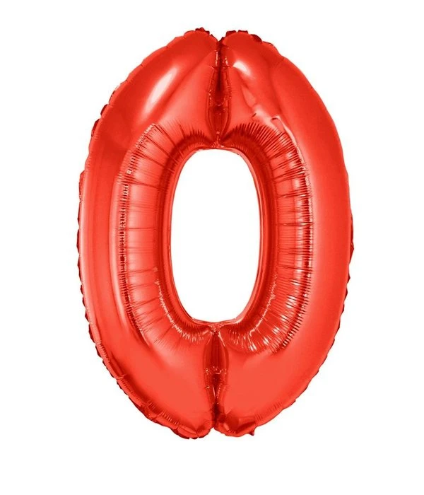 Folieballon Rood Cijfer '0' Groot 3 Folieballon Rood Cijfer '0' Groot