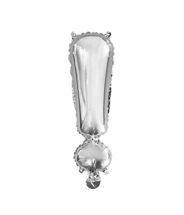 Folieballon Uitroepteken Zilver 41cm 3 Folieballon Uitroepteken Zilver 41cm