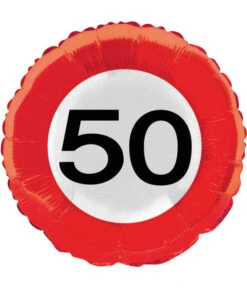 Folieballon Verkeersbord 50 Jaar - 43cm