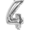 Folieballon Zilver Cijfer '4' 36cm -Vakantie Decoratie Winkel folieballon zilver cijfer 4 36cm