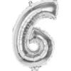 Folieballon Zilver Cijfer '6' 36cm