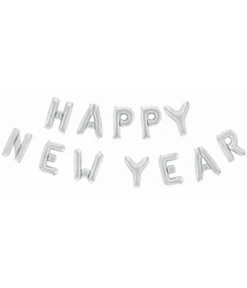 Folieballonnen Happy New Year Zilver (41cm)
