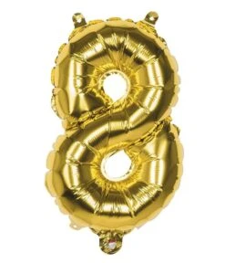 Gouden Folieballon Cijfer '8' 36cm