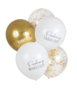 Happy Fucking Everything Feestballonnen Wit/Goud (5st)