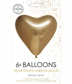 Hartjesballonnen Chrome Goud 30cm (6st)