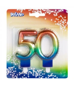 Kaarsje Regenboog Cijfer 50 -Vakantie Decoratie Winkel kaarsje regenboog cijfer 50 1