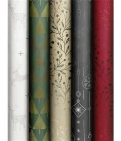 Kerst Inpakpapier Rood Takjes -Vakantie Decoratie Winkel kerst inpakpapier rood takjes 1