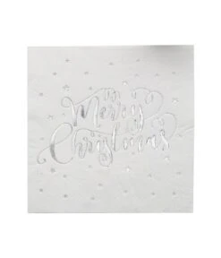 Kerst Servetten Merry Christmas Sterren Wit (20st)