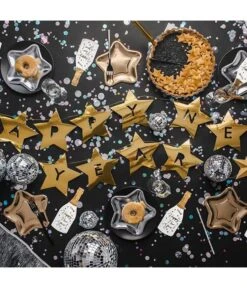 Letter Banner Happy New Year Gouden Sterren -Vakantie Decoratie Winkel letter banner happy new year gouden sterren 2