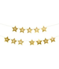 Letter Banner Happy New Year Gouden Sterren