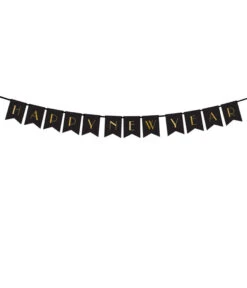 Letter Banner Happy New Year Zwart