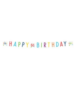 Letterbanner 50 Jaar Happy Birthday Confetti