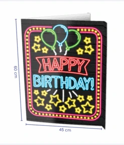 Neon Raambord Happy Birthday (60x45cm)