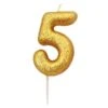 Nummerkaars '5' Glittergoud -Vakantie Decoratie Winkel nummerkaars 5 glittergoud