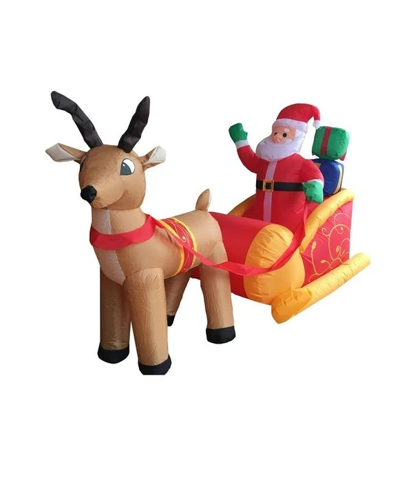 Opblaasbare Kerstman Op Slee Met Rendier 180 Cm 3 Opblaasbare Kerstman Op Slee Met Rendier 180 Cm