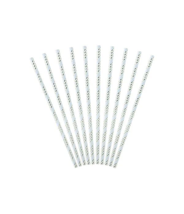 Papieren Rietjes Lichtblauw/Goud (10st) 4 Papieren Rietjes Lichtblauw/Goud (10st) - Afbeelding 2