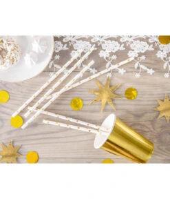 Papieren Rietjes Sterretjes Goud -Vakantie Decoratie Winkel papieren rietjes sterretjes goud 2