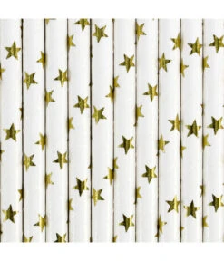 Papieren Rietjes Sterretjes Goud