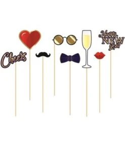 Photo Booth Set 'Happy New Year' Hotstamp (8st)