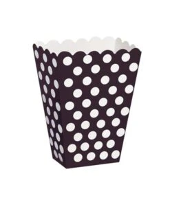 Popcornbakjes Zwart Met Witte Stippen (8st)